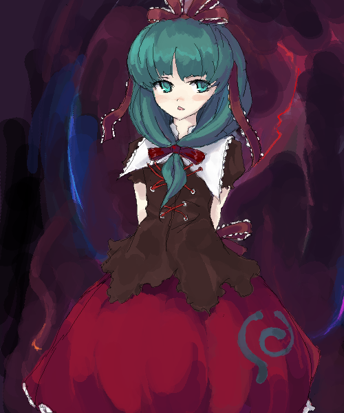 kagiyama hina, touhou, 1girl, female focus, front ponytail, oekaki, solo
