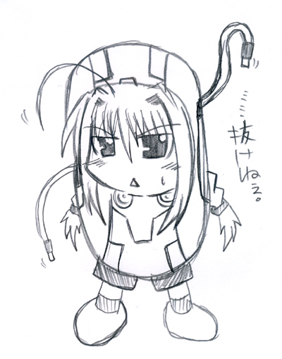 vita (nanoha), lyrical nanoha, mahou shoujo lyrical nanoha, mahou shoujo lyrical nanoha strikers, 00s, greyscale, monochrome, sketch, solo