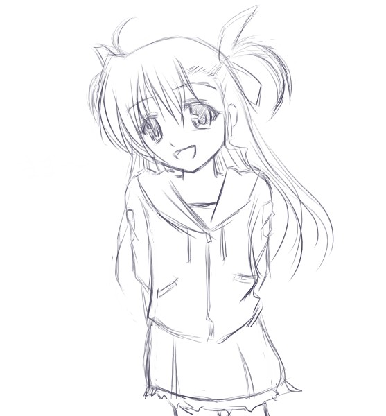 vivio, lyrical nanoha, mahou shoujo lyrical nanoha, mahou shoujo lyrical nanoha strikers, 00s, greyscale, monochrome, sketch, solo