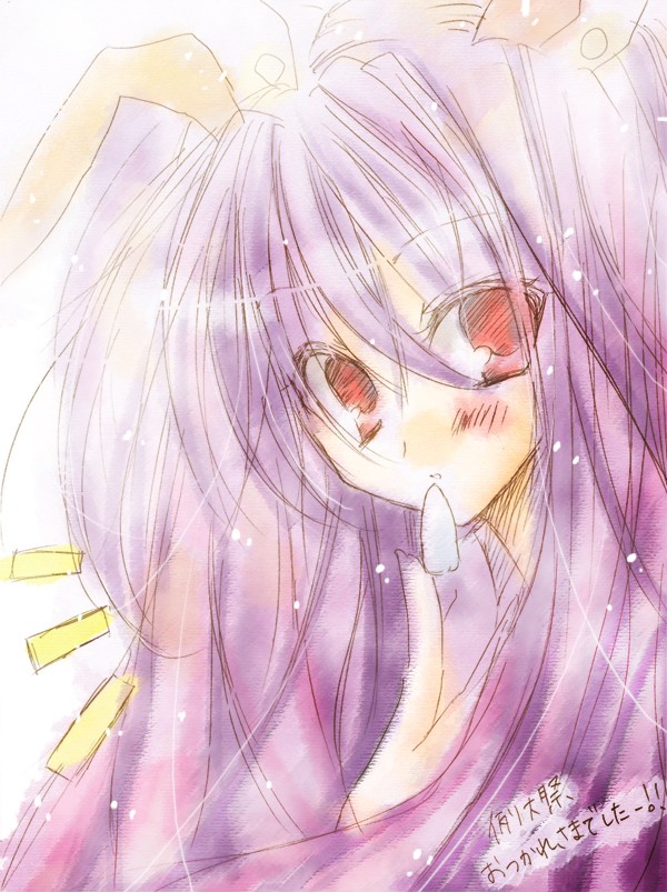 orimoto asami, reisen udongein inaba, touhou, 1girl, animal ears, eternity moon, female focus, rabbit ears, sketch, solo