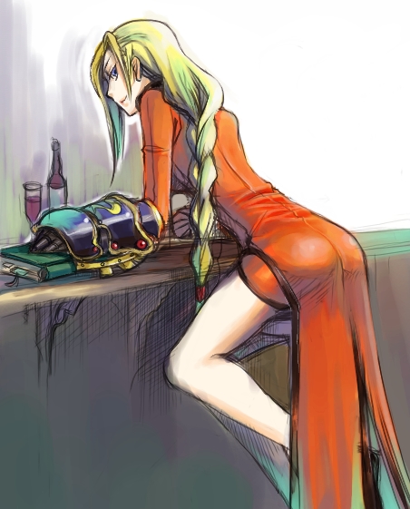 hirose wataru, komine minamo, alchemist (sekaiju), alchemist 4 (sekaiju), atlus, etrian odyssey, bad id, bad pixiv id, 1girl, alchemist, blonde hair, braid, female focus, solo