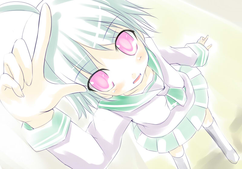 kuro (be ok), original, 1girl, female focus, pink eyes, school uniform, serafuku, short hair, solo