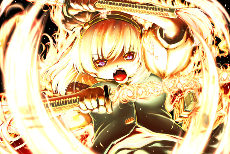 konpaku youmu, touhou, 1girl, aqua vest, female focus, katana, solo, sword, vest, weapon