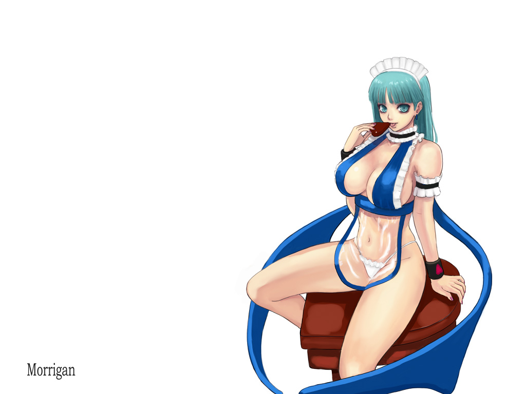 ark (morita hitomi), morrigan aensland, capcom, darkstalkers, 1girl, breasts, character name, demon girl, female focus, fingernails, huge breasts, large breasts, long fingernails, nail (hardware), nail polish, pink nails, solo