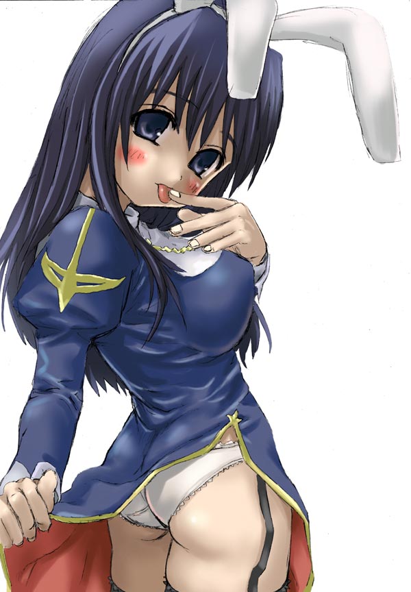 asanagi, priest (ragnarok online), ragnarok online, 1girl, animal ears, ass, female focus, flat ass, panties, priest, rabbit ears, solo, thighhighs, underwear