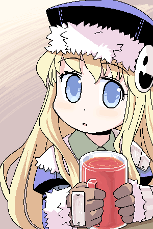 minami juujisei, gunner (sekaiju), gunner 2 (sekaiju), jack frost (megami tensei), atlus, etrian odyssey, lowres, 1girl, blonde hair, blue eyes, female focus, hat, solo