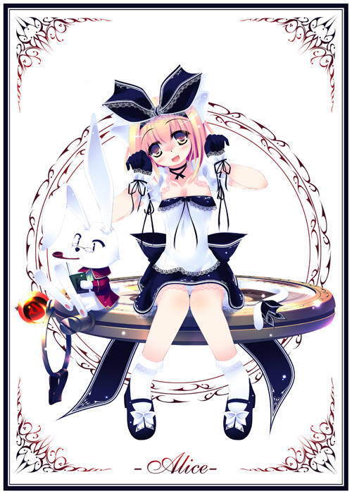 inuneko, white rabbit (alice in wonderland), alice's adventures in wonderland, original, bad id, bad pixiv id, 1girl, animal ears, cat ears, female focus, panties, solo, underwear