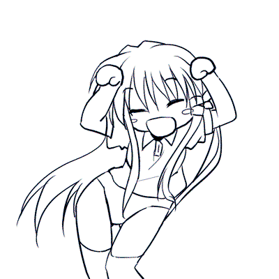 arikawa satoru, fujibayashi kyou, clannad, animated, animated gif, lowres, 00s, caramelldansen, greyscale, gym uniform, monochrome, solo