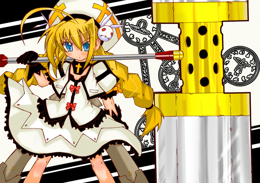 graf eisen, vita (nanoha), lyrical nanoha, mahou shoujo lyrical nanoha, mahou shoujo lyrical nanoha strikers, 00s, blonde hair, blue eyes, dress, hammer, unison (nanoha)