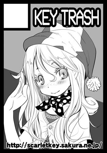 hikagi tatsuhiko, original, lowres, 1girl, black border, blush, border, buttons, circle cut, curly hair, female focus, flat chest, freckles, fur trim, greyscale, hair between eyes, hat, light smile, long hair, looking at viewer, monochrome, polka dot, salute, santa hat, scarf, short sleeves, simple background, smile, solo, star (symbol), star print, swept bangs, unbuttoned, upper body, watermark, web address