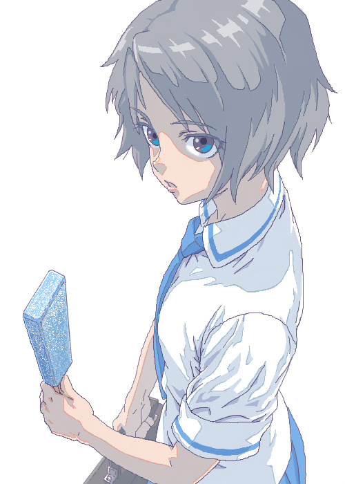 diolemonde, sakura kiri, cross channel, bag, food, oekaki, popsicle, school uniform, serafuku, solo