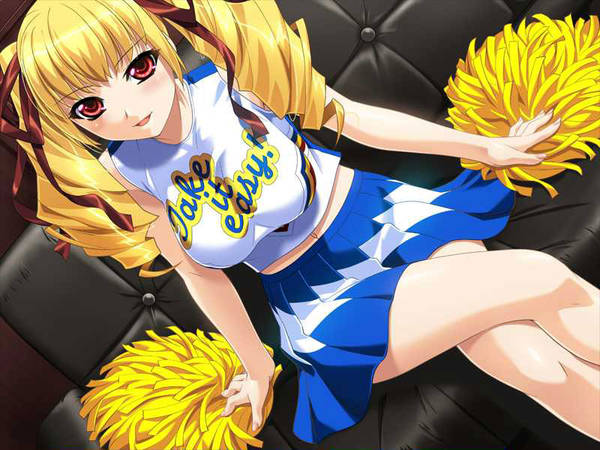 tagme, cheerleader, long hair, red eyes