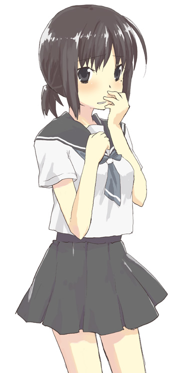 kaga ai, sayonara zetsubou sensei, 00s, 1girl, blush, female focus, school uniform, serafuku, solo