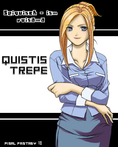quistis trepe, final fantasy, final fantasy viii, lowres, 1990s (style), 1girl, blonde hair, blue eyes, breasts, character name, copyright name, crossed arms, female focus, retro artstyle, solo