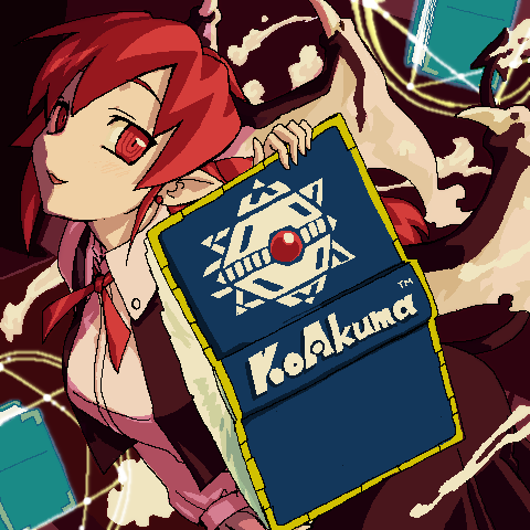 kiriu, koakuma, embodiment of scarlet devil, touhou, lowres, 1girl, blouse, character name, collared shirt, female focus, head wings, oekaki, pointy ears, ringed eyes, shirt, solo, standing, white shirt, wings