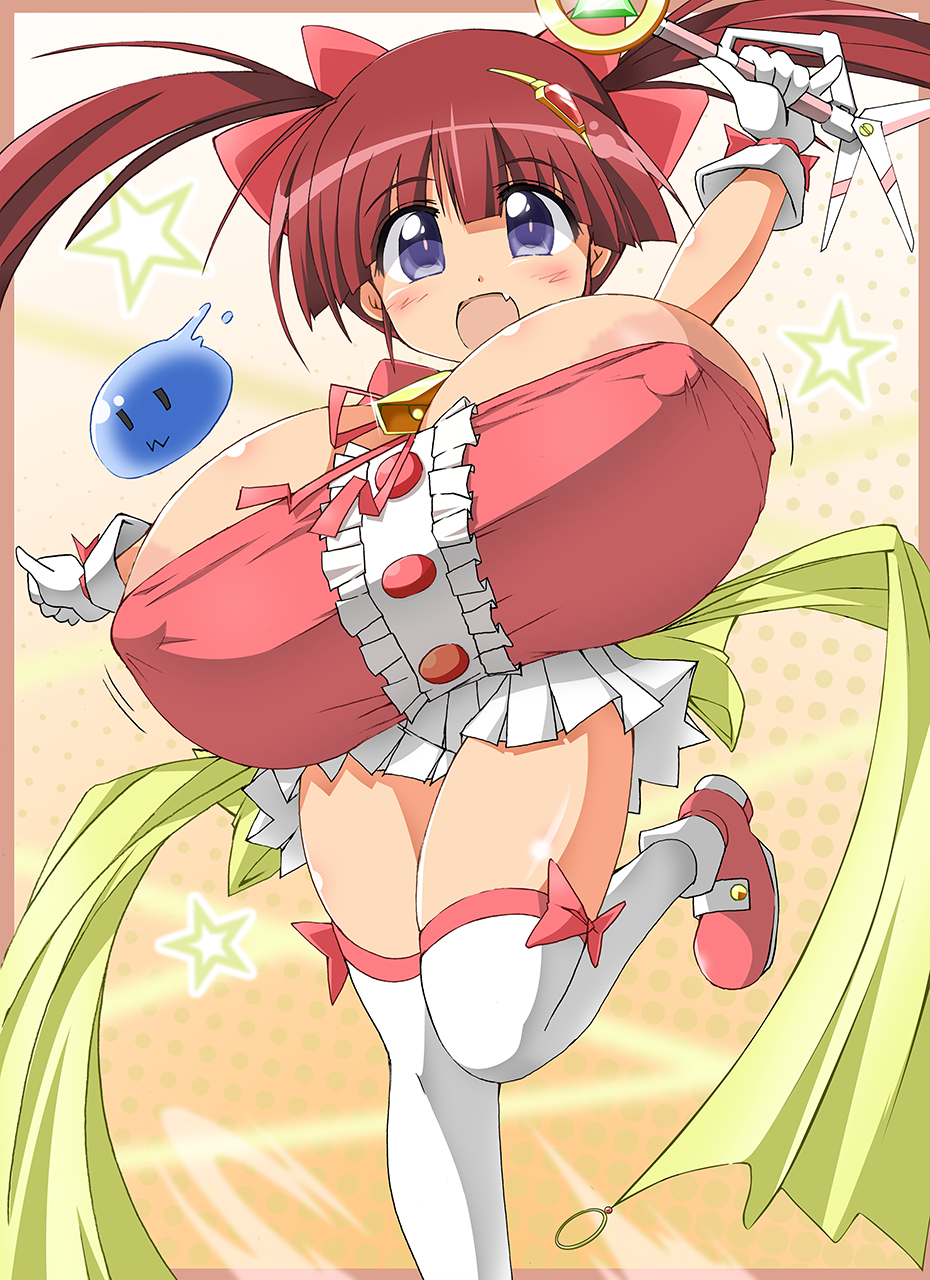 prime gmx, original, highres, areola slip, breasts, huge breasts, magical girl, oppai loli, twintails