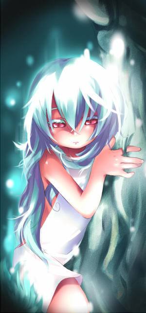 kumuiutabito, bad id, bad pixiv id, tagme, 1girl, blue hair, female focus, red eyes, solo