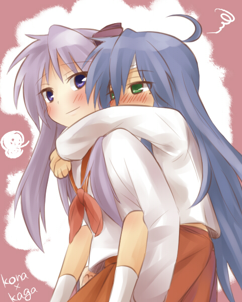 kiji (manekinuko-tei), hiiragi kagami, izumi konata, lucky star, 00s, 2girls, blush, mole, mole under eye, multiple girls, school uniform, serafuku