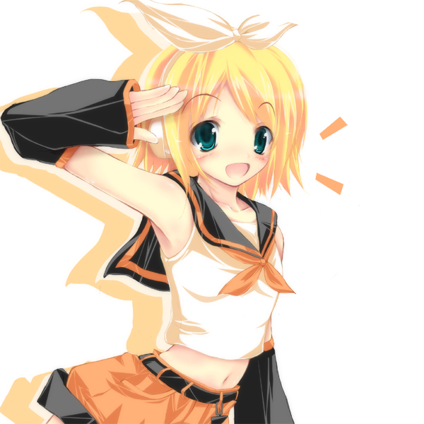 kuon itsuki, kagamine rin, vocaloid, bad id, bad pixiv id, tagme, blonde hair, green eyes, solo