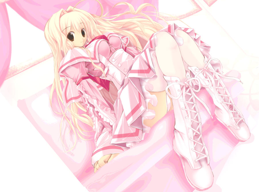 kuon itsuki, original, bad id, bad pixiv id, 1girl, blonde hair, brown eyes, female focus, school uniform, serafuku, sitting, solo, thighhighs