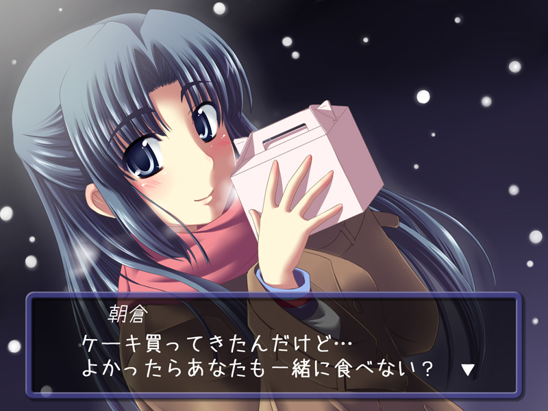 nagami yuu, asakura ryoko, suzumiya haruhi no yuuutsu, 00s, 1girl, breath, female focus, half updo, scarf, snow, solo