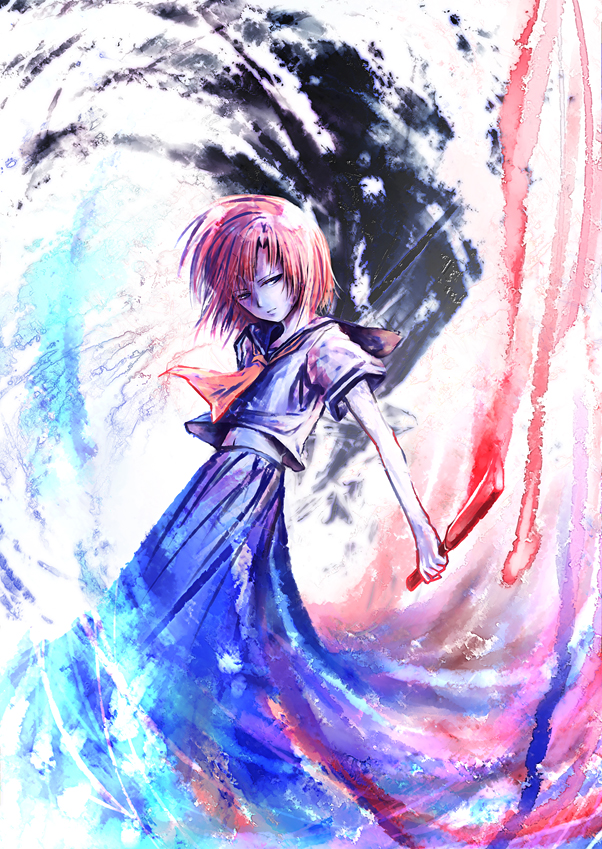 lain, ryuuguu rena, higurashi no naku koro ni, bad id, bad pixiv id, 00s, school uniform, serafuku, solo