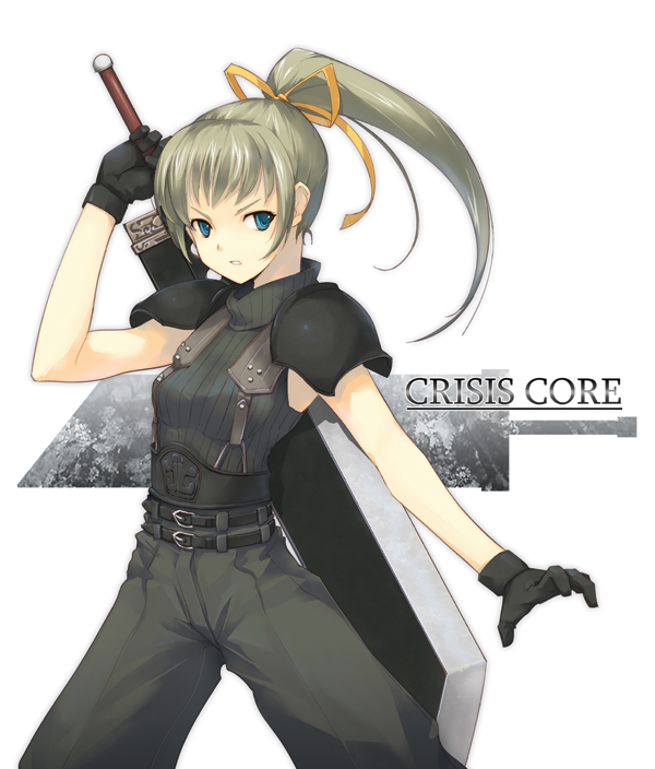 dasoku sentarou, zack fair, crisis core final fantasy vii, final fantasy, final fantasy vii, 1girl, cosplay, female focus, ponytail, solo, zack fair (cosplay)