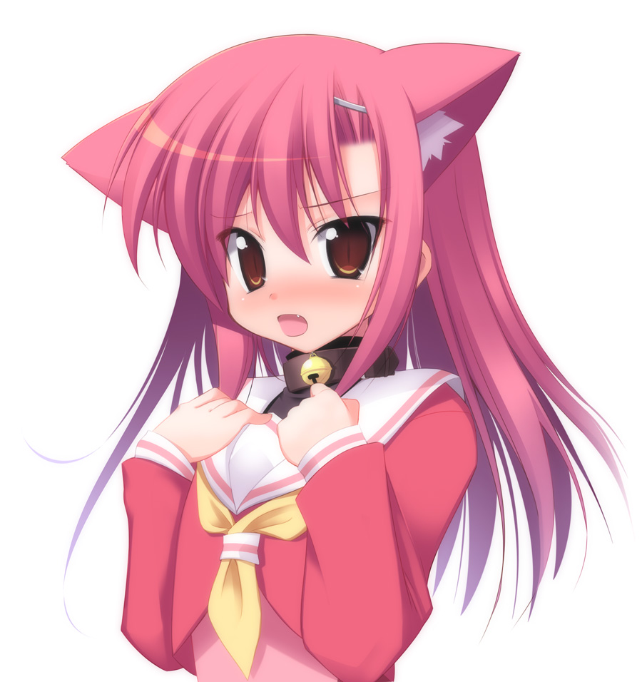 hoppege, katsura hinagiku, hayate no gotoku!, 00s, animal ears, bell, cat ears, collar, jingle bell, kemonomimi mode, neck bell, school uniform, serafuku, solo