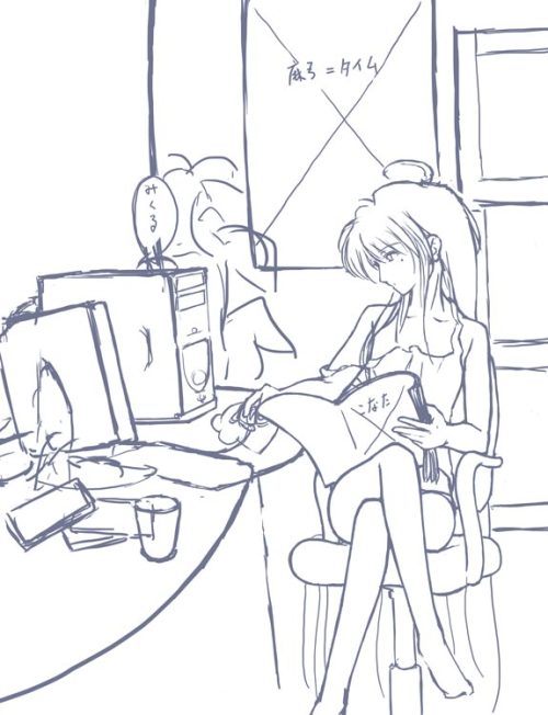 sakura sora, tagme, 1girl, female focus, greyscale, monochrome, sketch, solo