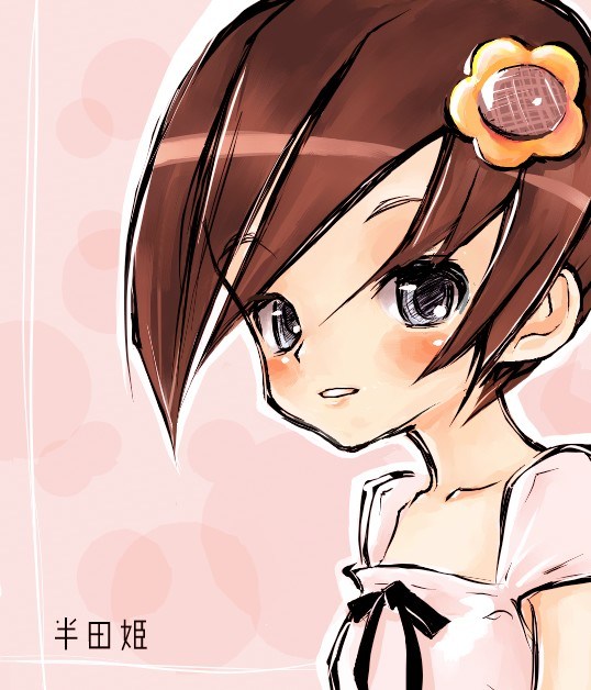 kanii rate, 1girl, blush, brown hair, dress, female focus, hair ornament, hairclip, quality, short hair, solo