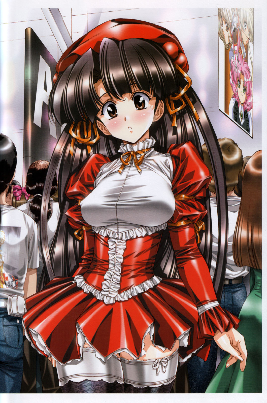 urushihara satoshi, highres, 1girl, dress, solo focus, thighhighs