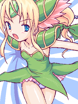takayaki, riesz, seiken densetsu, seiken densetsu 3, lowres, 1girl, blonde hair, female focus, long hair, low-tied long hair, oekaki, panties, solo, underwear
