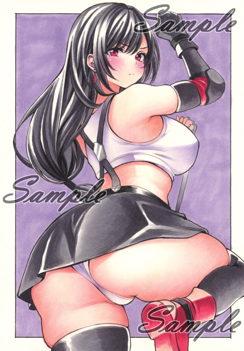 tifa lockhart, final fantasy, final fantasy vii, 1girl, ass, breasts, large breasts, long hair, panties, solo, underwear