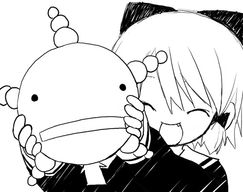 kiira, oryzae-tan, moyashimon, original, lowres, tagme, greyscale, monochrome