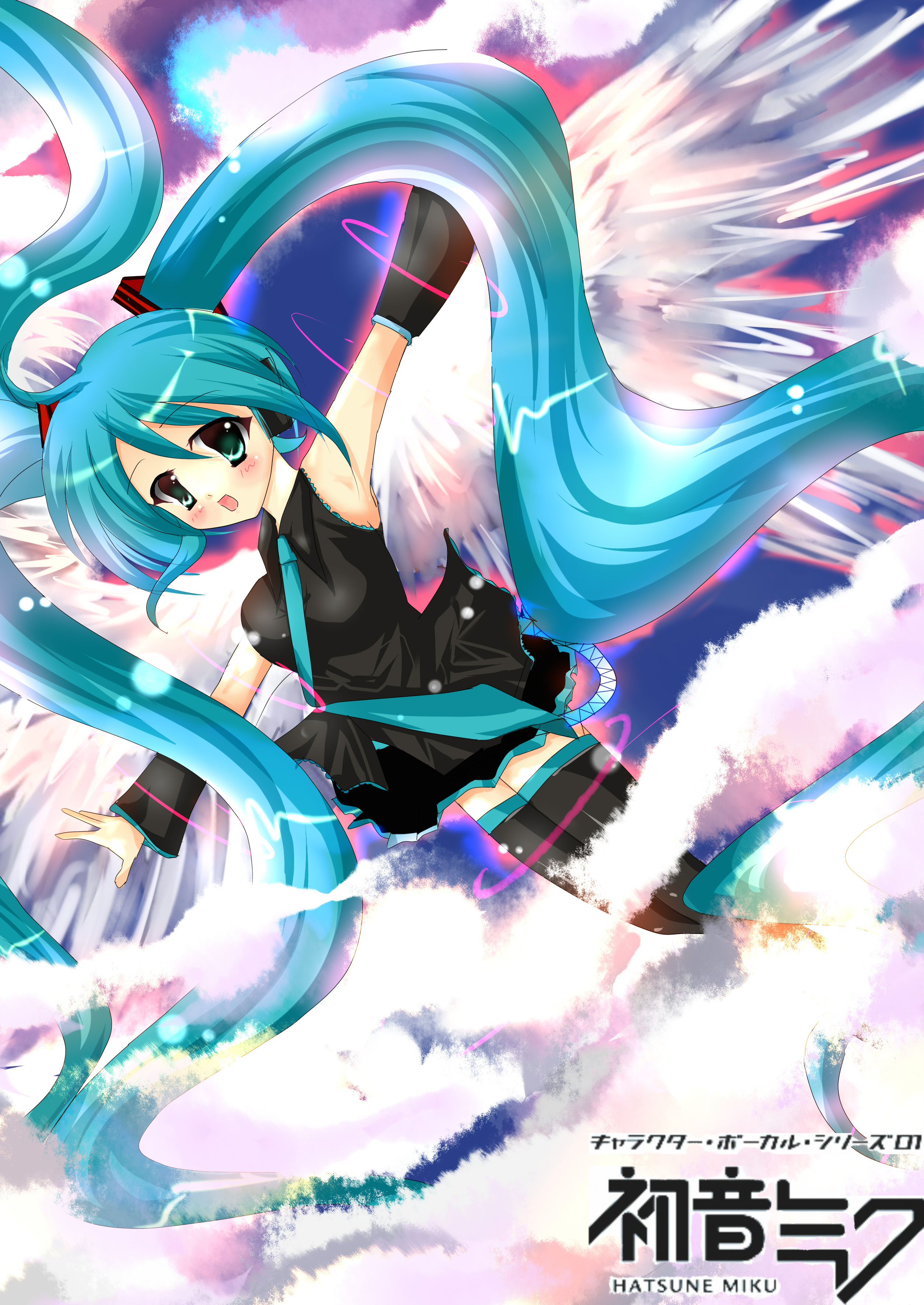 rika-tan (rikatantan), hatsune miku, vocaloid, absurdres, bad id, bad pixiv id, highres, tagme, long hair, solo, twintails, very long hair