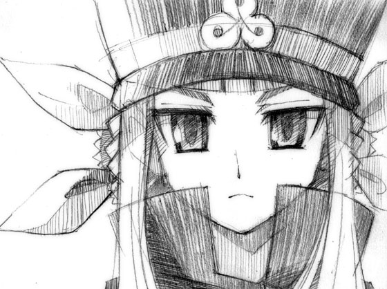 gofu, fumika, shigofumi, traditional media, 00s, greyscale, hat, monochrome, shako cap, sketch, solo