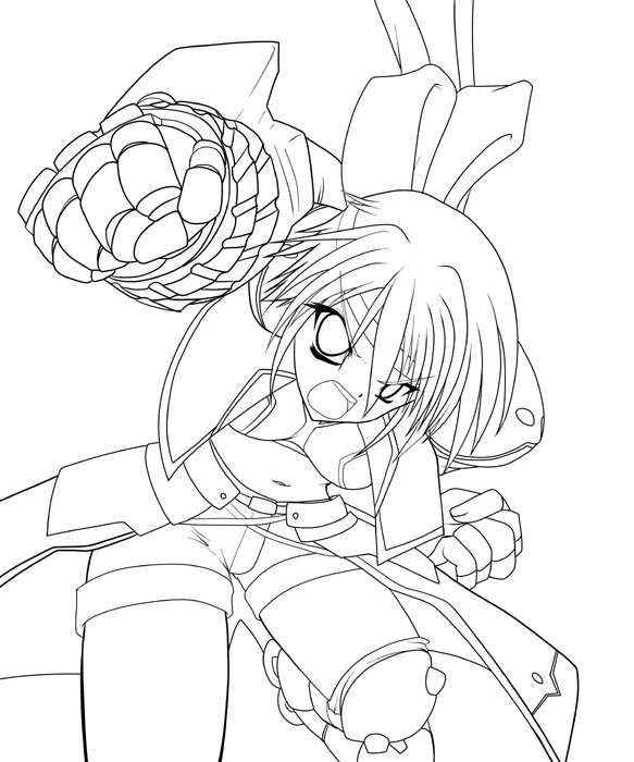 aoi sakuya, revolver knuckle, subaru nakajima, lyrical nanoha, mahou shoujo lyrical nanoha, mahou shoujo lyrical nanoha strikers, 00s, 1girl, clenched hand, cowboy shot, dress, female focus, gauntlets, greyscale, knee pads, leg up, looking at viewer, monochrome, navel, revealing clothes, shorts, simple background, solo, standing, standing on one leg, thigh strap, white background