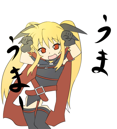nekomamire, fate testarossa, lyrical nanoha, mahou shoujo lyrical nanoha, animated, animated gif, lowres, 00s, 1girl, blonde hair, caramelldansen, female focus, solo, thighhighs