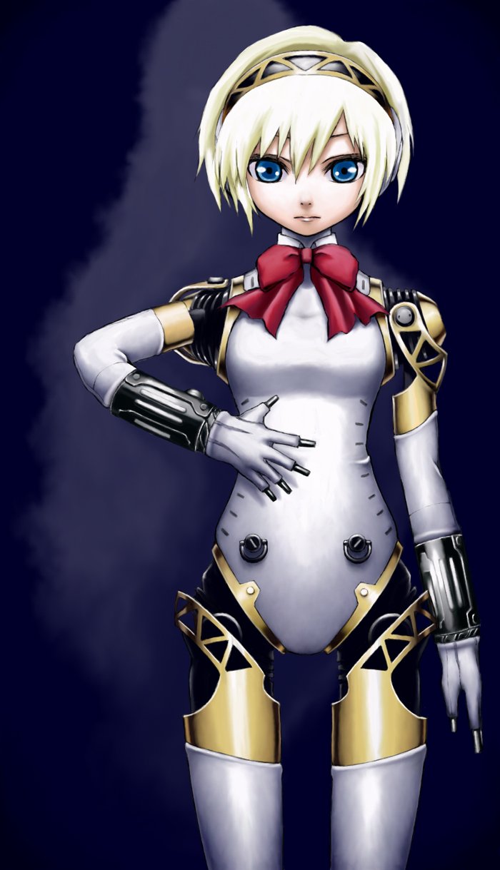 iseki, iseki (kuroshura no tabiji), iseki (otameshi), iseki (pixiv4655), aigis (persona), atlus, persona, persona 3, bad id, bad pixiv id, highres, 1girl, android, blonde hair, blue eyes, female focus, short hair, solo