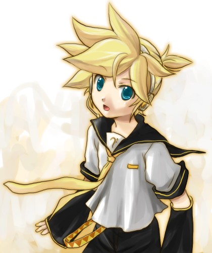 ginko (konekonoshippo), kagamine len, vocaloid, bad id, bad pixiv id, lowres, 1boy, blonde hair, male focus, necktie, solo, yellow necktie