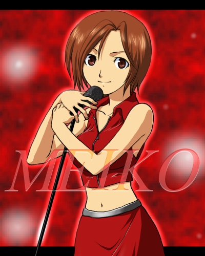 ginko (konekonoshippo), meiko (vocaloid), vocaloid, bad id, bad pixiv id, lowres, 1girl, female focus, microphone, microphone stand, solo