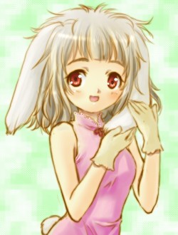 ginko (konekonoshippo), original, bad id, bad pixiv id, lowres, animal ears, gloves, rabbit ears, red eyes, solo