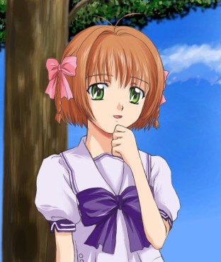 ginko (konekonoshippo), suzumiya haruka, kimi ga nozomu eien, lowres, 00s, brown hair, green eyes, ribbon, school uniform, serafuku, short hair, solo