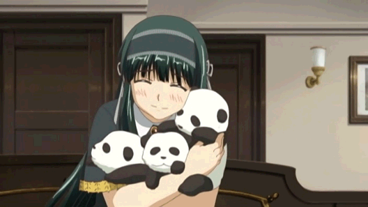 kuonji shinra, kimi ga aruji de shitsuji ga ore de, interior, animated, animated gif, anime screenshot, 00s, black hair, blush, closed eyes, happy, indoors, long hair, panda, smile
