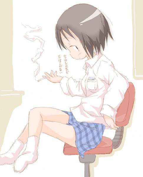 core (mayomayo), itou nobue, ichigo mashimaro, bad id, bad pixiv id, tagme, bad anatomy, cigarette, smoking, solo