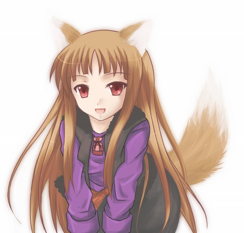 yuizaki hizumi, holo, spice and wolf, lowres, 00s, animal ears, solo, tail, wolf ears, wolf tail