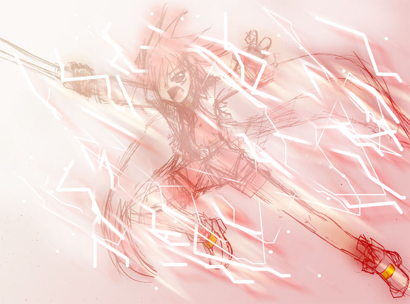 erio mondial, strada, lyrical nanoha, mahou shoujo lyrical nanoha, mahou shoujo lyrical nanoha strikers, 00s, 1boy, ankle boots, boots, brown boots, full body, holding, holding sword, holding weapon, long sleeves, male focus, outstretched arms, rapier, solo, sword, weapon