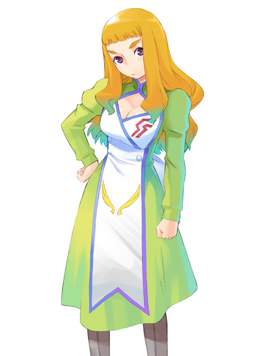 nakatomi ryo, nakatomi ryou, haruka armitage, my-otome, 00s, 1girl, blonde hair, blunt bangs, breasts, cleavage cutout, clothing cutout, female focus, large breasts, simple background, solo