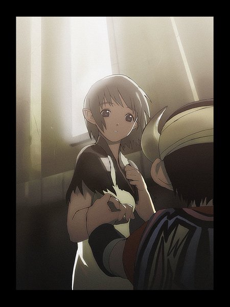 watarai, watarai keiji, ico (character), yorda, ico, silver hair, bad id, bad pixiv id, 1boy, 1girl, horns, surcoat, tabard