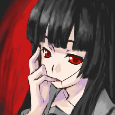 enma ai, jigoku shoujo, lowres, 00s, 1girl, black hair, blunt bangs, female focus, hime cut, oekaki, solo